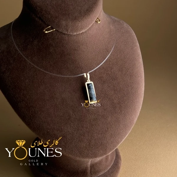 آویز طلا سنگ کوارتز خاکستری مشکی